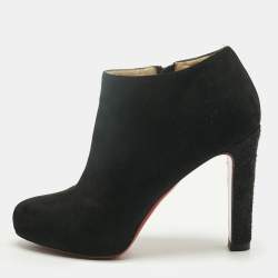 مملوكة مسبقًا Christian Louboutin Black Suede Belle Ankle Boots Size 36.5