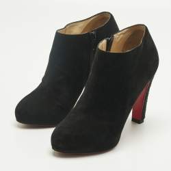 مملوكة مسبقًا Christian Louboutin Black Suede Belle Ankle Boots Size 36.5