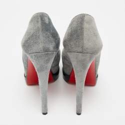 Pre Owned Christian Louboutin Grey Suede Palais Royal Trepointe Pumps Size 36