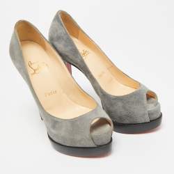 Pre Owned Christian Louboutin Grey Suede Palais Royal Trepointe Pumps Size 36