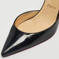 Pre Owned Christian Louboutin Black Patent Leather Iriza D'orsay Pumps Size 37