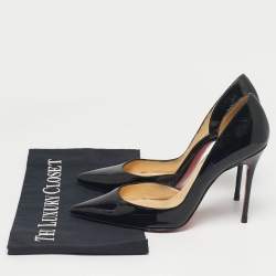 Pre Owned Christian Louboutin Black Patent Leather Iriza D'orsay Pumps Size 37