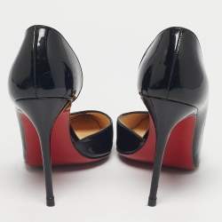Pre Owned Christian Louboutin Black Patent Leather Iriza D'orsay Pumps Size 37