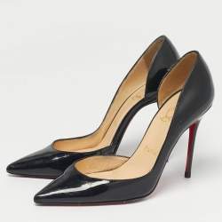 Pre Owned Christian Louboutin Black Patent Leather Iriza D'orsay Pumps Size 37