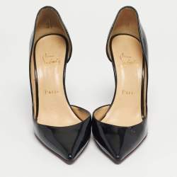 Pre Owned Christian Louboutin Black Patent Leather Iriza D'orsay Pumps Size 37