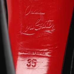 Pre Owned Christian Louboutin Black Patent Leather Lady Peep Toe Platform Pumps Size 35