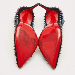 Pre Owned Christian Louboutin Black Suede Pigalle Spikes Pumps Size 37