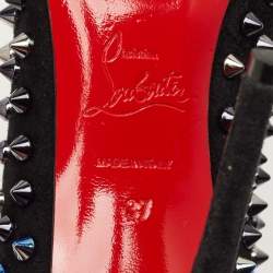 Pre Owned Christian Louboutin Black Suede Pigalle Spikes Pumps Size 37