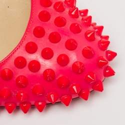Pre Owned Christian Louboutin Neon Pink Patent Leather Fifi Spike Pumps Size 39