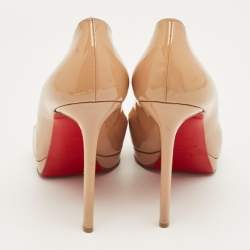 Pre Owned Christian Louboutin Beige Patent Leather Pigalle Plato Pumps Size 41