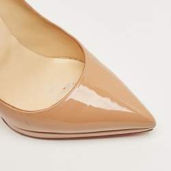 Pre Owned Christian Louboutin Beige Patent Leather Pigalle Plato Pumps Size 41