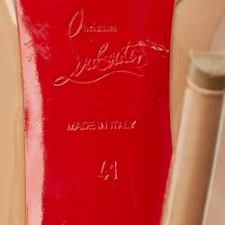 Pre Owned Christian Louboutin Beige Patent Leather Pigalle Plato Pumps Size 41