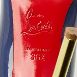 Pre Owned Christian Louboutin Blue Patent Leather Spike Zappa Pumps Size 36.5