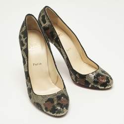 Pre Owned Christian Louboutin Tricolor Sequins Fifi Pumps Size 41