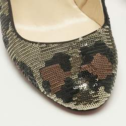 Pre Owned Christian Louboutin Tricolor Sequins Fifi Pumps Size 41