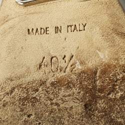 Pre Owned Christian Louboutin Grey Leather Slingback Wedge Pumps Size 40.5