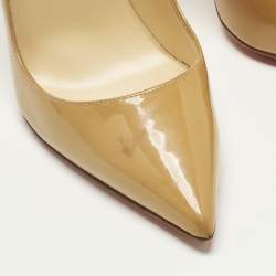 Pre Owned Christian Louboutin Beige Patent Leather So Kate Pumps Size 37
