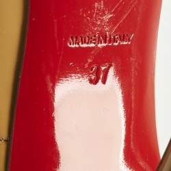 Pre Owned Christian Louboutin Beige Patent Leather So Kate Pumps Size 37