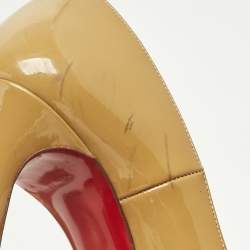 Pre Owned Christian Louboutin Beige Patent Leather So Kate Pumps Size 37