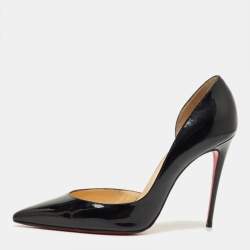 Pre Owned Christian Louboutin Black Patent Leather Iriza D'orsay Pumps Size 41