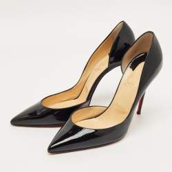 Pre Owned Christian Louboutin Black Patent Leather Iriza D'orsay Pumps Size 41