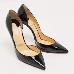 Pre Owned Christian Louboutin Black Patent Leather Iriza D'orsay Pumps Size 41