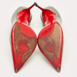 Pre Owned Christian Louboutin Silver Leather Iriza D'orsay Pumps Size 38.5