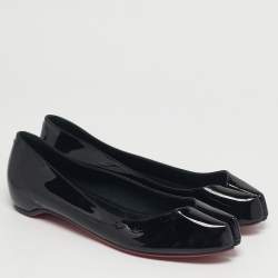 Pre Owned Christian Louboutin X Maison Margiel  Black Patent Leather Ballet Flats Size 37