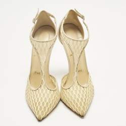 Pre Owned صندل كريستيان لوبوتان سيور T مقدمة مدببة سالونو دانتيل بيج مقاس 38.5 