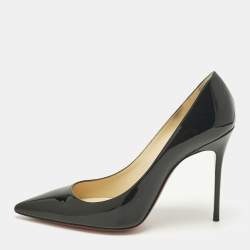 Pre Owned Christian Louboutin Black Patent Leather Decollete Pointed Toe Pumps Size 38.5