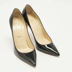 Pre Owned Christian Louboutin Black Patent Leather Decollete Pointed Toe Pumps Size 38.5