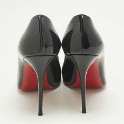 Pre Owned Christian Louboutin Black Patent Leather Decollete Pointed Toe Pumps Size 38.5