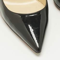 Pre Owned Christian Louboutin Black Patent Leather Decollete Pointed Toe Pumps Size 38.5