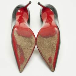 Pre Owned Christian Louboutin Black Patent Leather Decollete Pointed Toe Pumps Size 38.5
