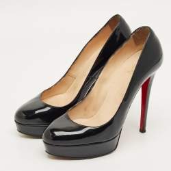 مملوكة مسبقًا Christian Louboutin Black Patent Leather Bianca Platform Pumps Size 40