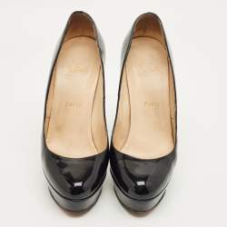 مملوكة مسبقًا Christian Louboutin Black Patent Leather Bianca Platform Pumps Size 40