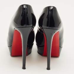 مملوكة مسبقًا Christian Louboutin Black Patent Leather Bianca Platform Pumps Size 40