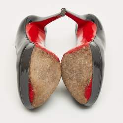 مملوكة مسبقًا Christian Louboutin Black Patent Leather Bianca Platform Pumps Size 40