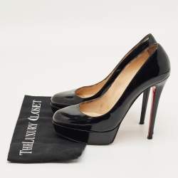 مملوكة مسبقًا Christian Louboutin Black Patent Leather Bianca Platform Pumps Size 40