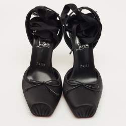 Pre Owned Christian Louboutin Black Satin Cassia Lace-Up Pumps Size 42
