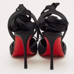 Pre Owned Christian Louboutin Black Satin Cassia Lace-Up Pumps Size 42