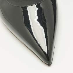 Pre Owned Christian Louboutin Black Patent Leather Hot Chickita Slingback Flats Size 37.5