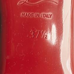 Pre Owned Christian Louboutin Black Patent Leather Hot Chickita Slingback Flats Size 37.5