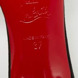 Pre Owned Christian Louboutin Black Suede Belbrossa Pompm Slide Sandals Size 37