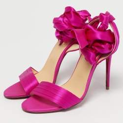 Pre Owned Christian Louboutin Pink Fabric Du Dessert Ankle Strap Sandals Size 39