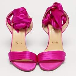 Pre Owned Christian Louboutin Pink Fabric Du Dessert Ankle Strap Sandals Size 39