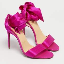 Pre Owned Christian Louboutin Pink Fabric Du Dessert Ankle Strap Sandals Size 39