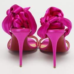 Pre Owned Christian Louboutin Pink Fabric Du Dessert Ankle Strap Sandals Size 39