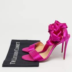 Pre Owned Christian Louboutin Pink Fabric Du Dessert Ankle Strap Sandals Size 39