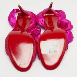 Pre Owned Christian Louboutin Pink Fabric Du Dessert Ankle Strap Sandals Size 39